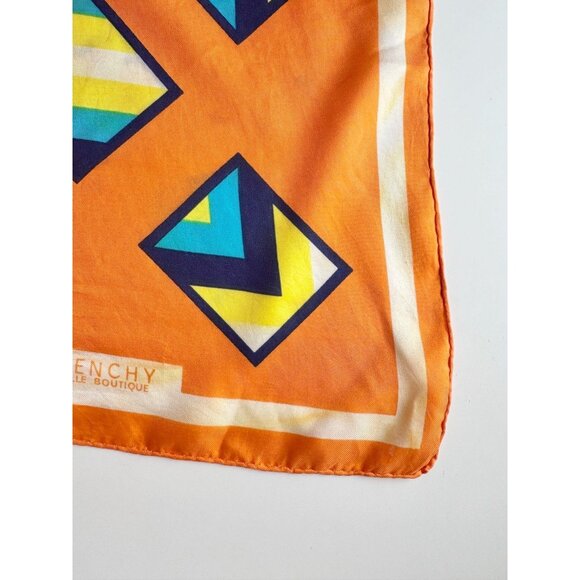 Vintage GIVENCHY Orange Geometric Print Silk Satin 30" x 30" Square Scarf - Picture 13 of 16